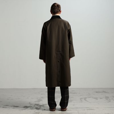 【別注】Ｂａｒｂｏｕｒ×ＴＯＭＯＲＲＯＷＬＡＮＤ　　ＯＶＥＲＳＩＺＥＤ　ＢＵＲＧＨＬＥＹ　ウールコットンツイル　ロングコート