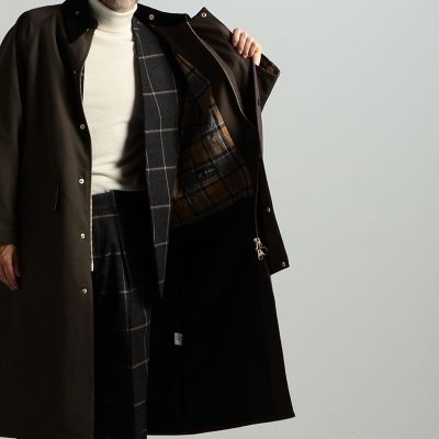 【別注】Ｂａｒｂｏｕｒ×ＴＯＭＯＲＲＯＷＬＡＮＤ　　ＯＶＥＲＳＩＺＥＤ　ＢＵＲＧＨＬＥＹ　ウールコットンツイル　ロングコート