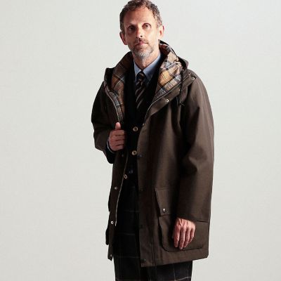 【別注】Ｂａｒｂｏｕｒ×ＴＯＭＯＲＲＯＷＬＡＮＤ　ＯＶＥＲＳＩＺＥＤ　ＨＩＫＩＮＧ　ウールコットンツイル　フーデッドコート