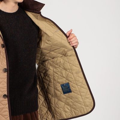 美品★LAVENHAM★キルティングコート DENSTON 2S 34 別注】LAVENHAM DENSTON ウール フーデッド