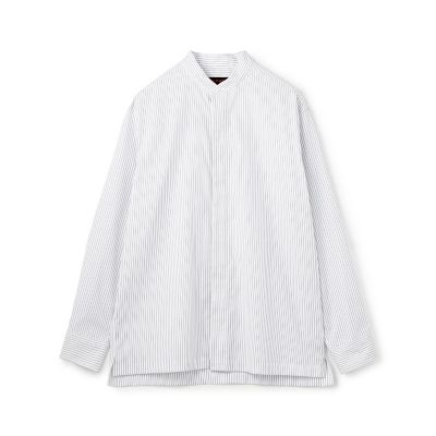 CABaN コットンブロード ピンストライプバンドカラーシャツ