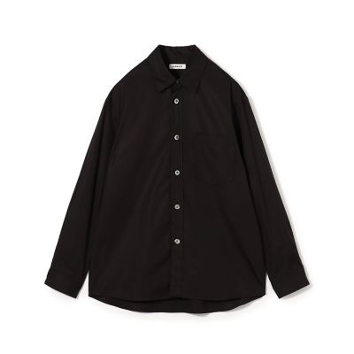 【美品】CABaN ウールシャツ バンドカラー 黒 S コットンギャバジン バンドカラーシャツ | CABaN/キャバン | 三越