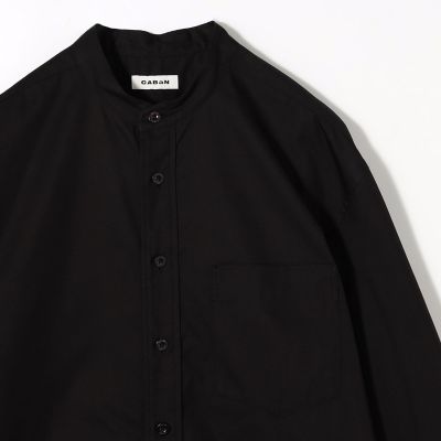 【美品】CABaN ウールシャツ バンドカラー 黒 S コットンギャバジン バンドカラーシャツ | CABaN/キャバン | 三越