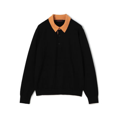 CABaN コットンカシミヤストレッチ バイカラーポロニットプル 