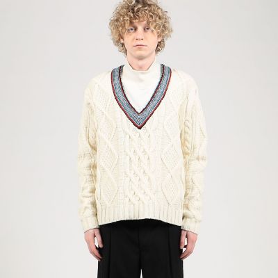 ＣＡＢａＮ　ウール　ハンドケーブル　Ｖネックプルオーバー