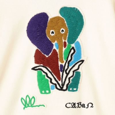 ＣＡＢａＮ　コットンカシミヤ　Ｅｌｅｐｈａｎｔエンブロイダリークルーネックプルオーバー