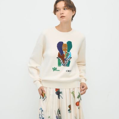 CABaN コットンカシミヤ Elephantエンブロイダリークルー