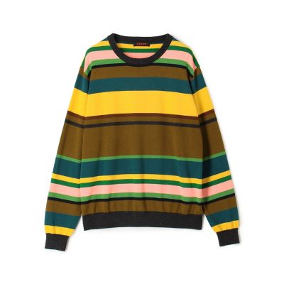 CABaN/キャバン CABaN コットンカシミヤ マルチボーダークルーネックプルオーバー