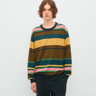 ＣＡＢａＮ　コットンカシミヤ　マルチボーダークルーネックプルオーバー