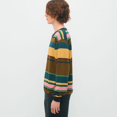 ＣＡＢａＮ　コットンカシミヤ　マルチボーダークルーネックプルオーバー