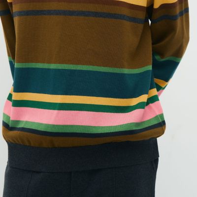 ＣＡＢａＮ　コットンカシミヤ　マルチボーダークルーネックプルオーバー