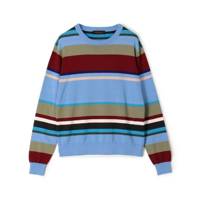 ＣＡＢａＮ　コットンカシミヤ　マルチボーダークルーネックプルオーバー