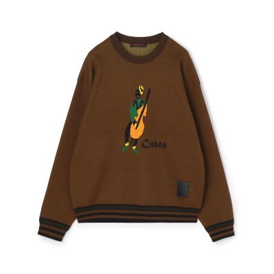 ＣＡＢａＮ　コットンカシミヤジャカード　ＪＡＺＺ　ＷＯＯＤＢＡＳＥ　クルーネックプルオーバー