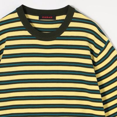 定価3万【今期新作】CABaN コットンストライプ クルーネックプルオーバー CABaN セーター ニット コットン ハイゲージストライプ クルー