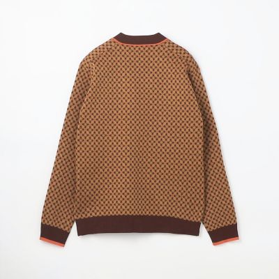 極美品✨CaBAN 公式購入完全正規品！カーディガン ボルドー XSサイズ コットンポリエステル チェックジャカード Vネックカーディガン