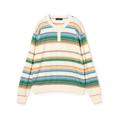 【未使用級】近年 CABaN コットンカシミヤ ヘンリーネック プルオーバー コットンカシミヤ マルチボーダーヘンリーネックプルオーバー | CABaN