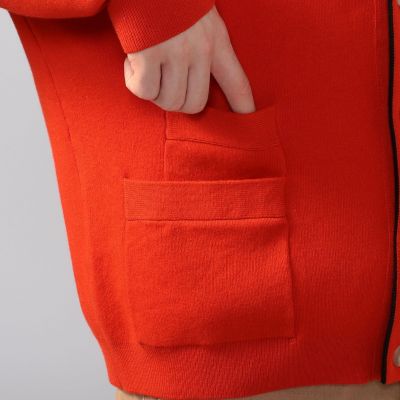 コットンカシミヤ　バイカラーＶネックカーディガン