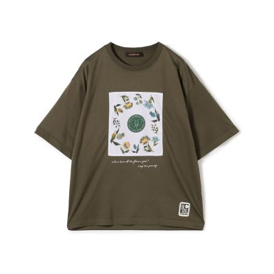 CABaN スビンコットン フラワーサークルプリントTシャツ