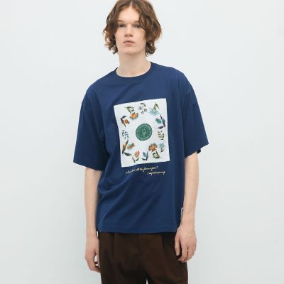 CABaN スビンコットン フラワーサークルプリントTシャツ