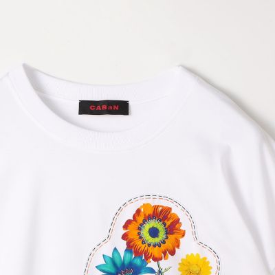 美品⭐︎CABaN　スビンコットン　Tシャツ　フルーツ　刺繍　完売品　S CABaN スビンコットン モザイクプリントTシャツ