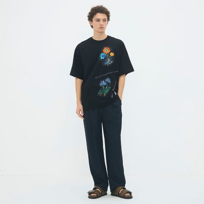 CABaN スビンコットン FLOWERSモチーフTシャツ | CABaN