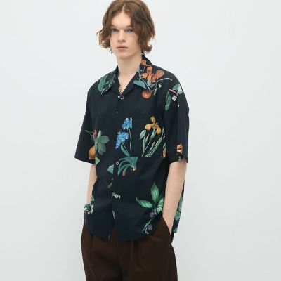 ＣＡＢａＮ　コットン　Ｇｒｅｅｎ　Ｓｈｏｗｅｒプリント　ハーフスリーブシャツ