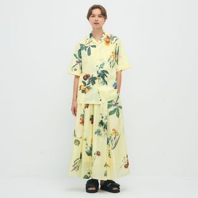 ＣＡＢａＮ　コットン　Ｇｒｅｅｎ　Ｓｈｏｗｅｒプリント　ハーフスリーブシャツ