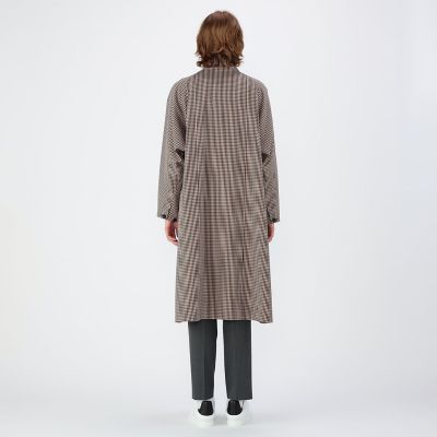 ウールギャバジン ガンクラブチェックスタンドカラーコート | CABaN