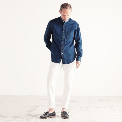 ＜TOMORROWLAND (Men)＞インディゴツイル　バンドカラーシャツ　ＣＡＮＣＬＩＮＩ