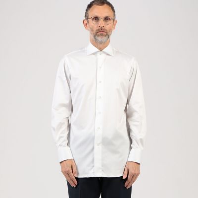 １２０／２　コットンヘリンボーン　ワイドスプレッドカラーシャツ