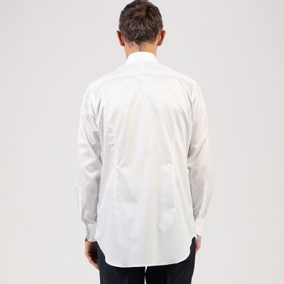 １２０／２　コットンヘリンボーン　ワイドスプレッドカラーシャツ