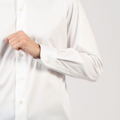 １２０／２　コットンヘリンボーン　ワイドスプレッドカラーシャツ