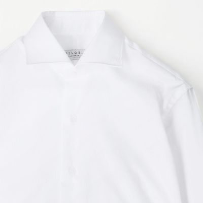 １２０／２　コットンヘリンボーン　ワイドスプレッドカラーシャツ