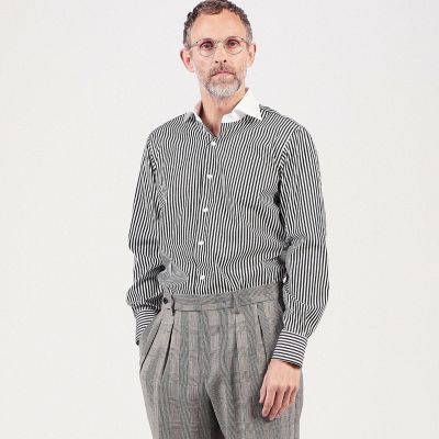 TOMORROWLAND Edition 100/2コットン ノーカラーシャツ 100／2スーピマコットン ワイドスプレッドカラークレリックシャツ