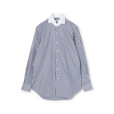 ＜TOMORROWLAND (Men)＞１００／２スーピマコットン　ストライプクレリックワイドカラーシャツ