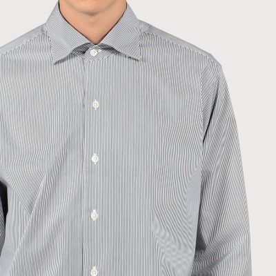 【タイムセール：６月３０日（月）午前９時３０分迄】１４０／２ストレッチブロード　ループボタンダウンドレスシャツ