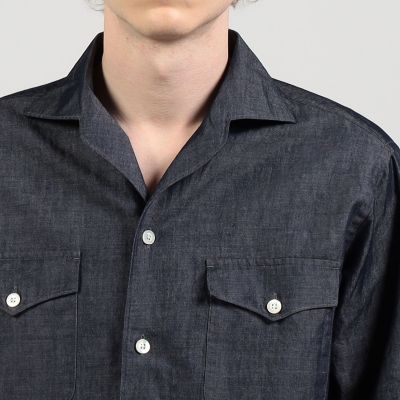 コットンラミーデニム オープンカラーシャツ | TOMORROWLAND (Men