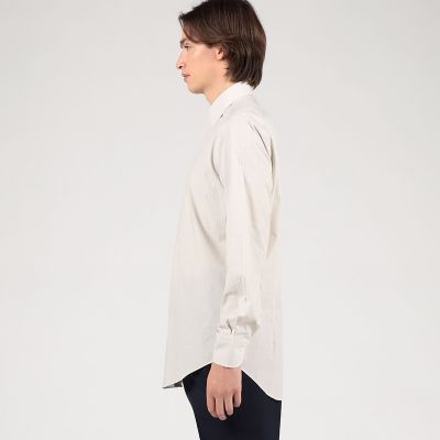 コットン　ワイドスプレッドカラー　ストライプドレスシャツ