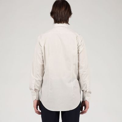 コットン　ワイドスプレッドカラー　ストライプドレスシャツ