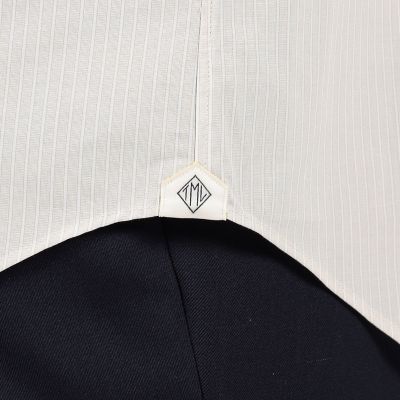 コットン　ワイドスプレッドカラー　ストライプドレスシャツ