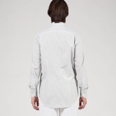 コットン ワイドスプレッドカラー チェックドレスシャツ