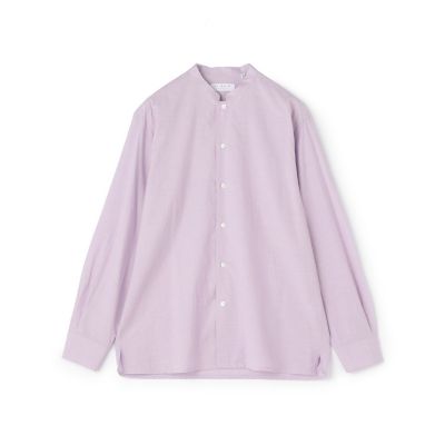 コットンシルク　バンドカラー　ロングスリーブシャツ