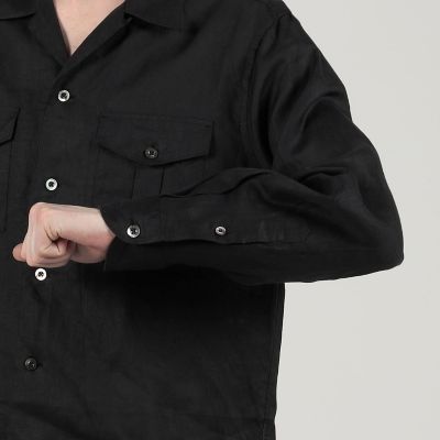 アイリッシュリネン　ダブルポケット　ロングスリーブシャツ