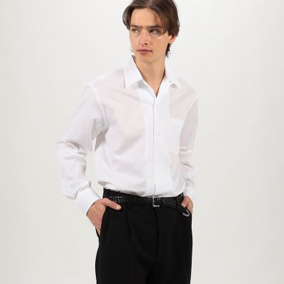 コットンピケ オープンカラー ロングスリーブシャツ CANCLINI