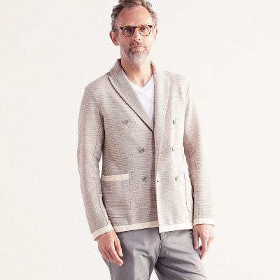 ポリエステルペーパー　ダブルブレスト６Ｂニットジャケット