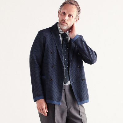 ポリエステルペーパー　ダブルブレスト６Ｂニットジャケット