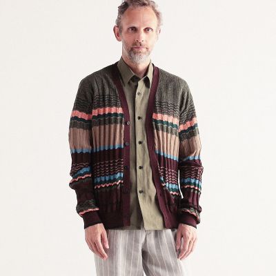 【最終価格】Zhor＆Nema ゾーアンドネマ ボーダーVネックカーディガン 最終価格】Zhor＆Nema ゾーアンドネマ ボーダーVネック