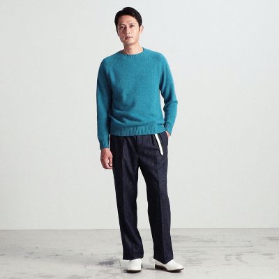 カシミヤ×スーパーキッドモヘア クルーネックニット
