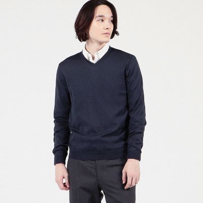 シルクコットン Vネックプルオーバーニット Sesia