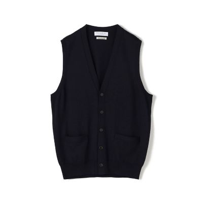 近年✨23ss MHL. リネン コットン シルク　ニットベスト　Vネック 紺 シルクコットン Vネックニットベスト | TOMORROWLAND (Men